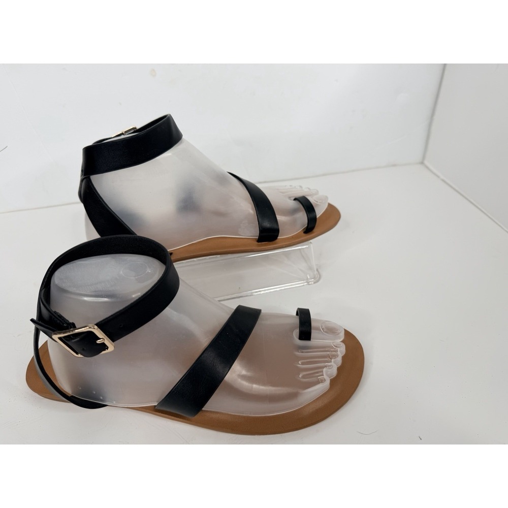 Universal Thread Black Flat Sandals Ankle Strap W… - image 5